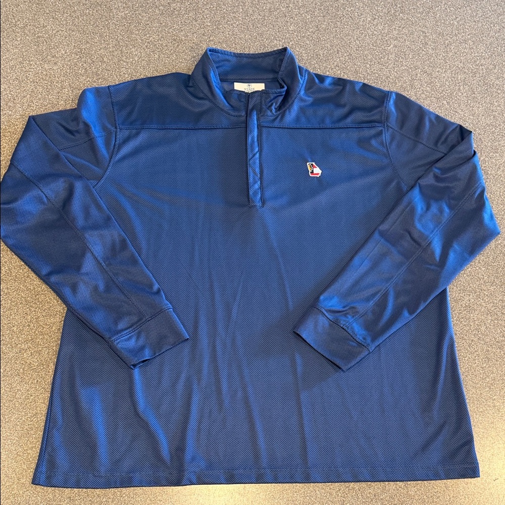 Men’s State Traditions Blue Herringbone performance Quarter Zip Georgia Size XXL